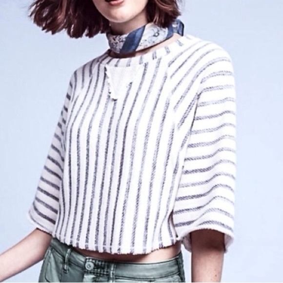 Anthropologie Dolan Striped Crop Top Dolman XS - Picture 1 of 5